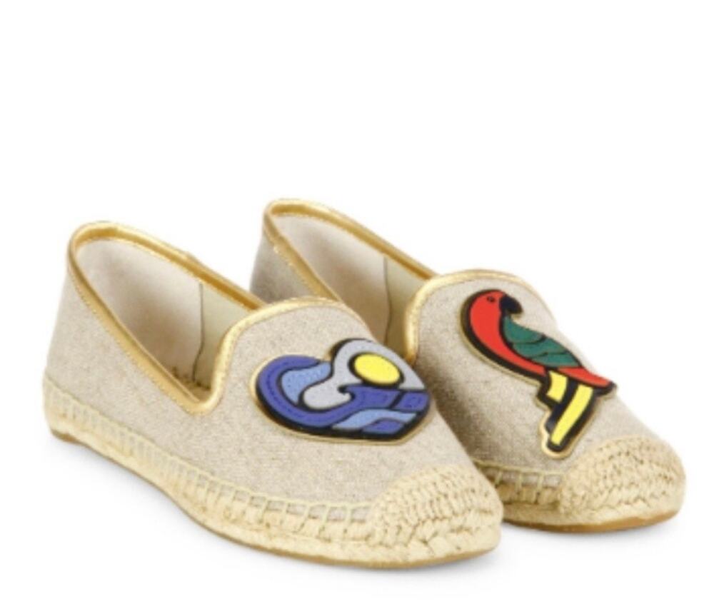 Tory Burch Parrot Canvas Flats Size 10